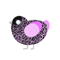 purple moon rocks, a black and lavender chicken with a double-lace pattern