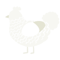 A white chicken with a lace pattern