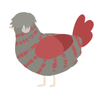 A ash and red chicken with a bar pattern