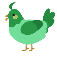 A spring and viridian chicken with a head pattern