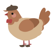 A beige and brown chicken with a head pattern