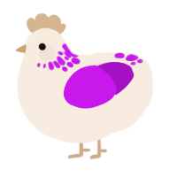 A cream and amethyst chicken with a neck-speckle pattern