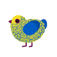 (unnamed), a yellow and ultramarine chicken with a double-lace pattern