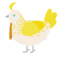 A cream and yellow chicken with a half-lace pattern