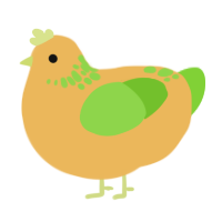 A honey and grass chicken with a neck-speckle pattern