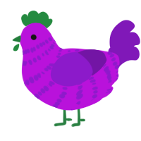 A amethyst and violet chicken with a bar pattern