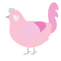 A rose and pink chicken with a speckle pattern