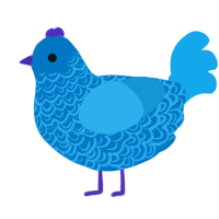 A sapphire and sky chicken with a double-lace pattern