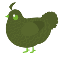 A olive chicken with a lace pattern