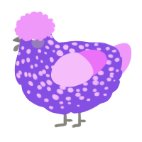 A blurple and lavender chicken with a speckle pattern