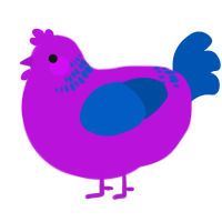 A amethyst and ultramarine chicken with a neck-band pattern