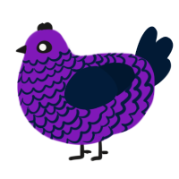 A violet and tumblr chicken with a lace pattern