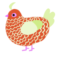 (unnamed), a vermilion and apple chicken with a lace pattern