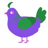 A blurple and viridian chicken with a neck-band pattern