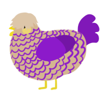 A beige and violet chicken with a lace pattern