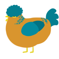 A orange and sea chicken with a neck-band pattern