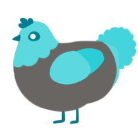 A grey and aqua chicken with a head pattern
