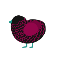 A Vote For Anarchy, a black and maroon chicken with a lace pattern