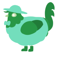 A mint and viridian chicken with a head pattern