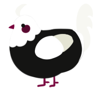 A black and white chicken with a head pattern