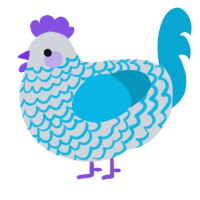 A mist and cerulean chicken with a lace pattern