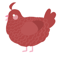 A red chicken with a lace pattern