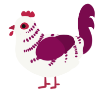 A white and wine chicken with a half-bar pattern