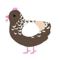 A bark and cream chicken with a half-lace pattern