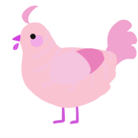 A rose and pink chicken with a half-bar pattern