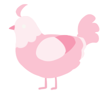 A rose chicken with a head pattern