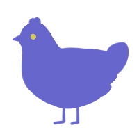 A indigo chicken with a head pattern