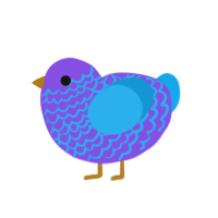 Boreas, a blurple and sky chicken with a lace pattern