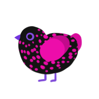 (unnamed), a black and fuchsia chicken with a speckle pattern