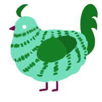 A mint and leaf chicken with a bar pattern