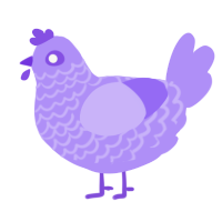 A lilac chicken with a lace pattern