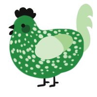 A viridian and gluppy chicken with a speckle pattern