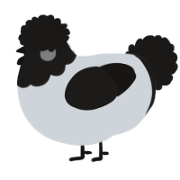 A mist and sable chicken with a head pattern
