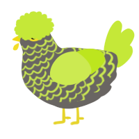 A grey and lime chicken with a lace pattern