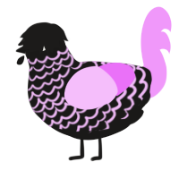 A sable and lavender chicken with a lace pattern