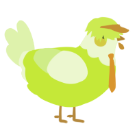 A lime and apple chicken with a head pattern
