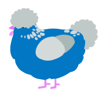A sapphire and silver chicken with a neck-speckle pattern
