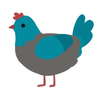 A grey and sea chicken with a head pattern