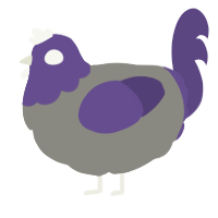 A ash and overcast chicken with a head pattern