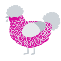 A fuchsia and mist chicken with a double-lace pattern