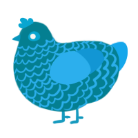 A sea and sky chicken with a lace pattern