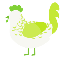 A white and lime chicken with a half-lace pattern