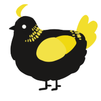 A sable and yellow chicken with a neck-band pattern