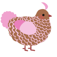 A brown and pink chicken with a lace pattern