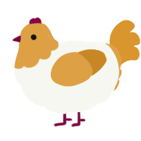 A white and orange chicken with a head pattern