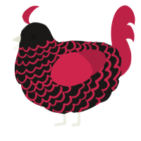 A sable and crimson chicken with a lace pattern